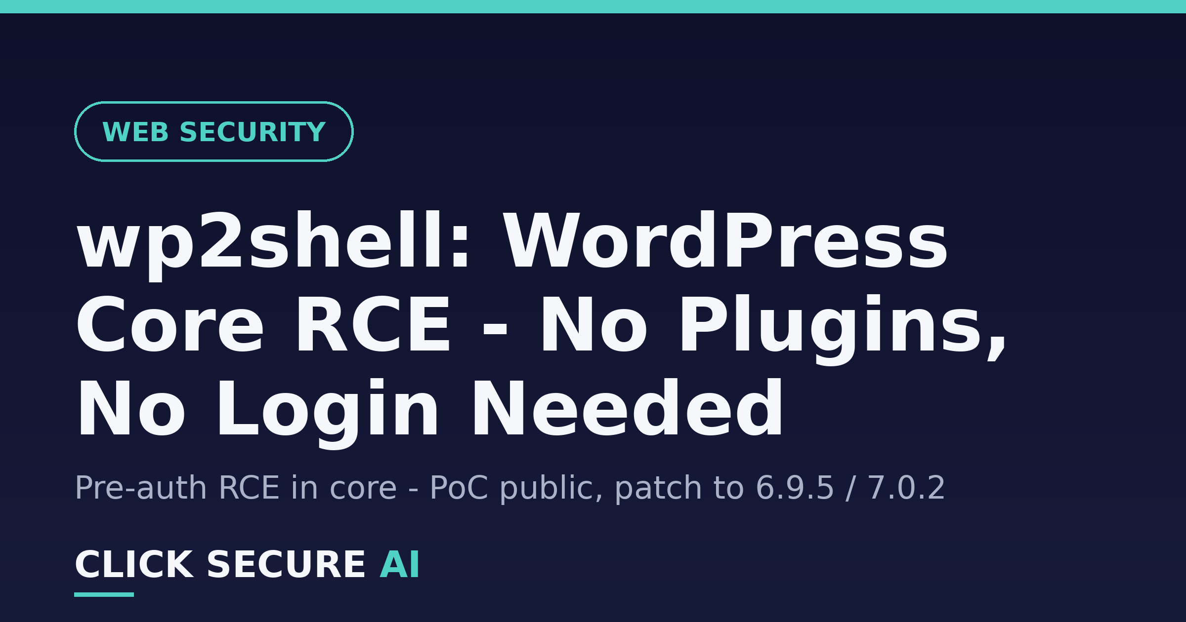 wp2shell — An Anonymous Request Can Run Code on Any WordPress Site, No Plugins Needed